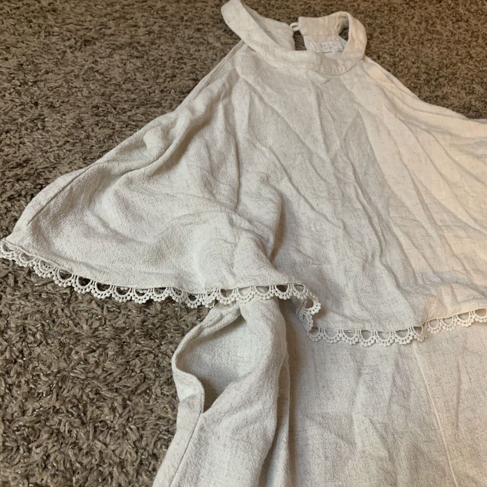 Sage The Label Women Sz S Sleeveless Romper Linen Layered Look High Neck Pockets - Picture 6 of 7